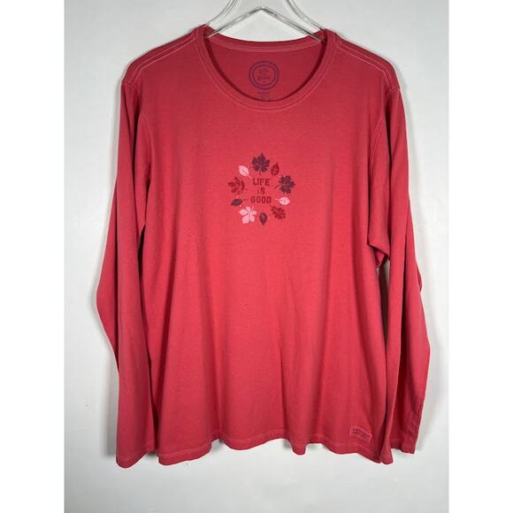 Life Is Good Women's Classic Fit Long Sleeve T-Shirt XXL Red Soft Cotton - Picture 1 of 8